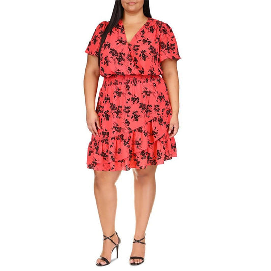 Plus Size Floral-Print Faux-Wrap Dress