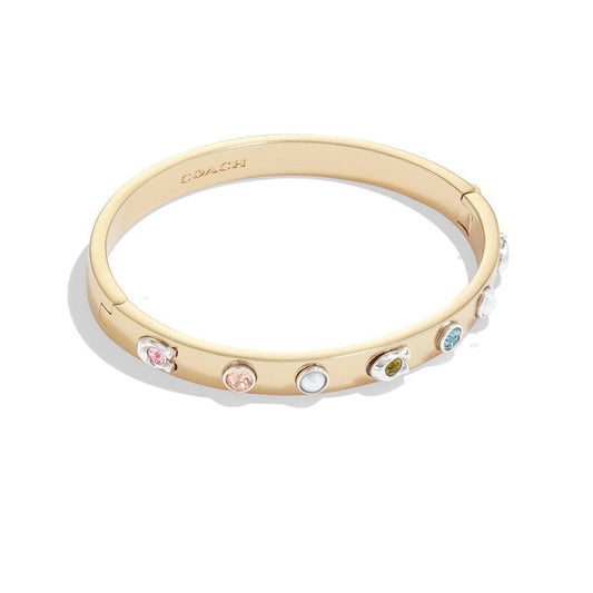 Faux Stone Signature Imitation Pearl Bangle Bracelet