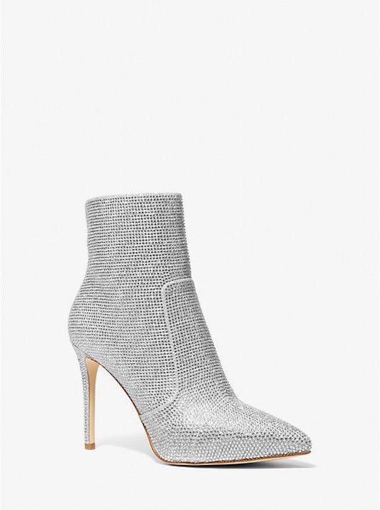Rue Embellished Glitter Chain-Mesh Ankle Boot