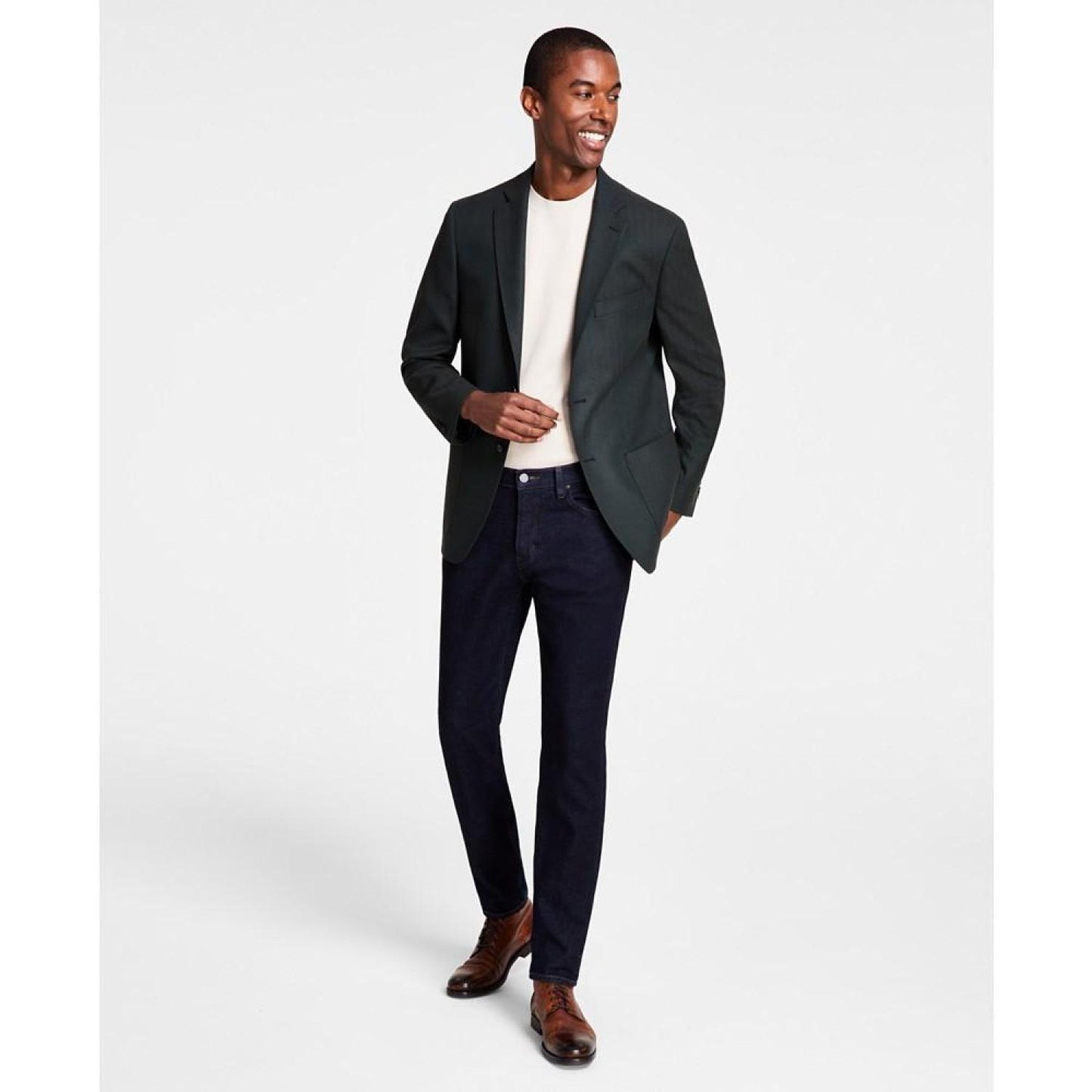Men's Classic Fit Herringbone Sport Coat