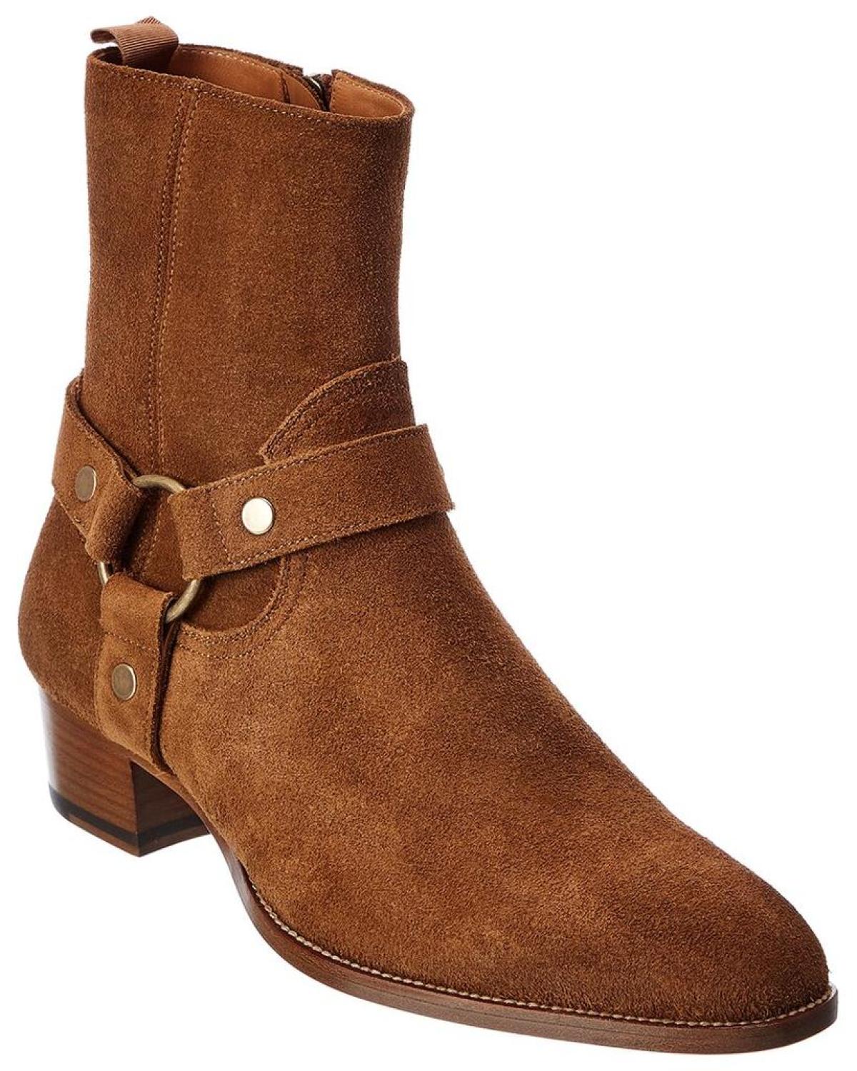 Saint Laurent Wyatt Harness 40 Suede Boot