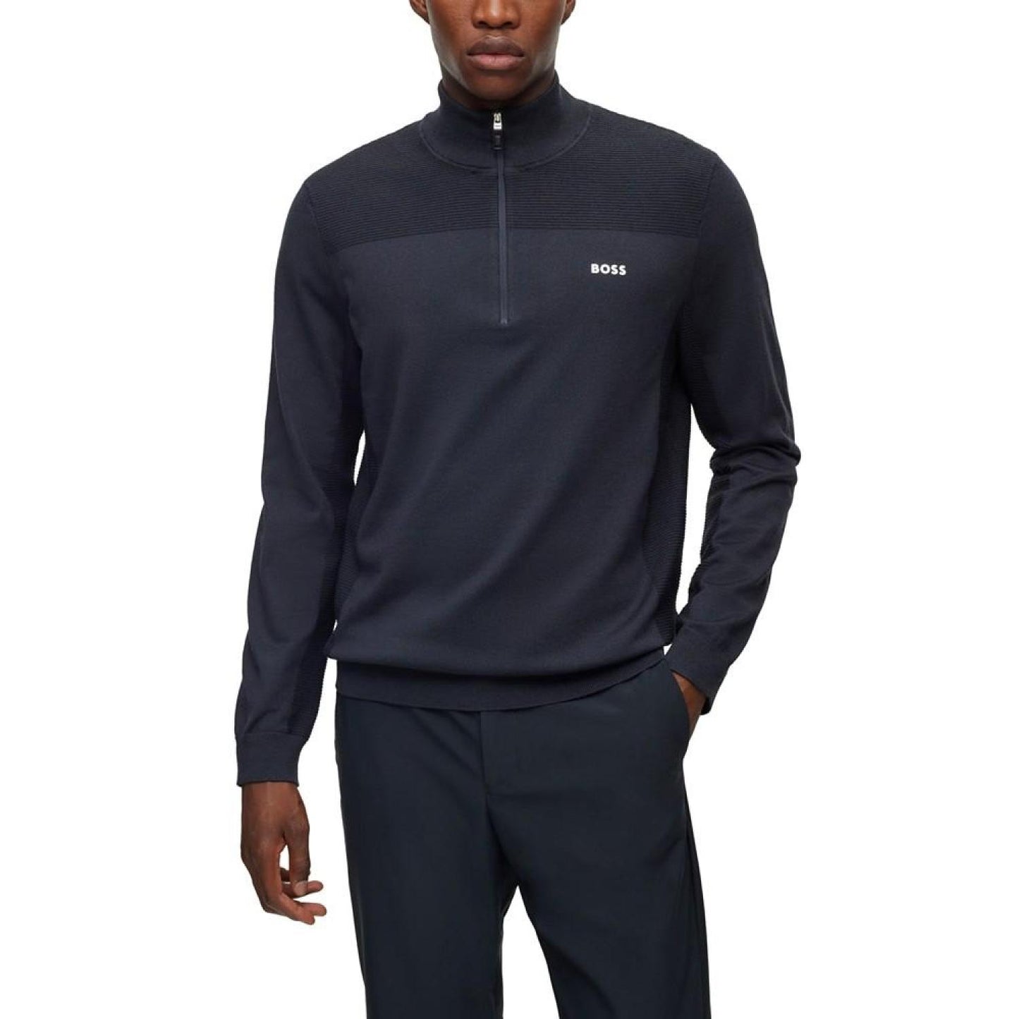 Men's Dry-Flex Fabric Branded Zip-Neck Sweater