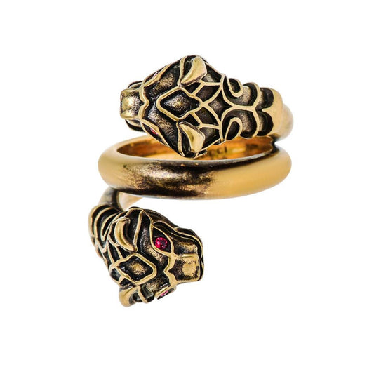 Gucci Gold-Toned Brass, Crystal Tiger Head Statement Ring YBC398971002013