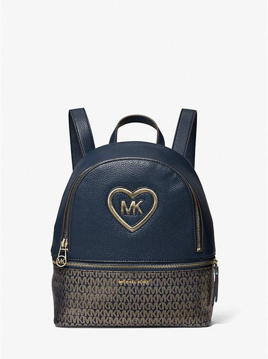 Logo Heart Faux Leather and Coated Canvas Kids Backpack