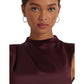 Satin Charmeuse Mock Neck Cocktail Dress