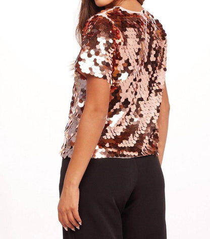 Sequin Tee In Rose