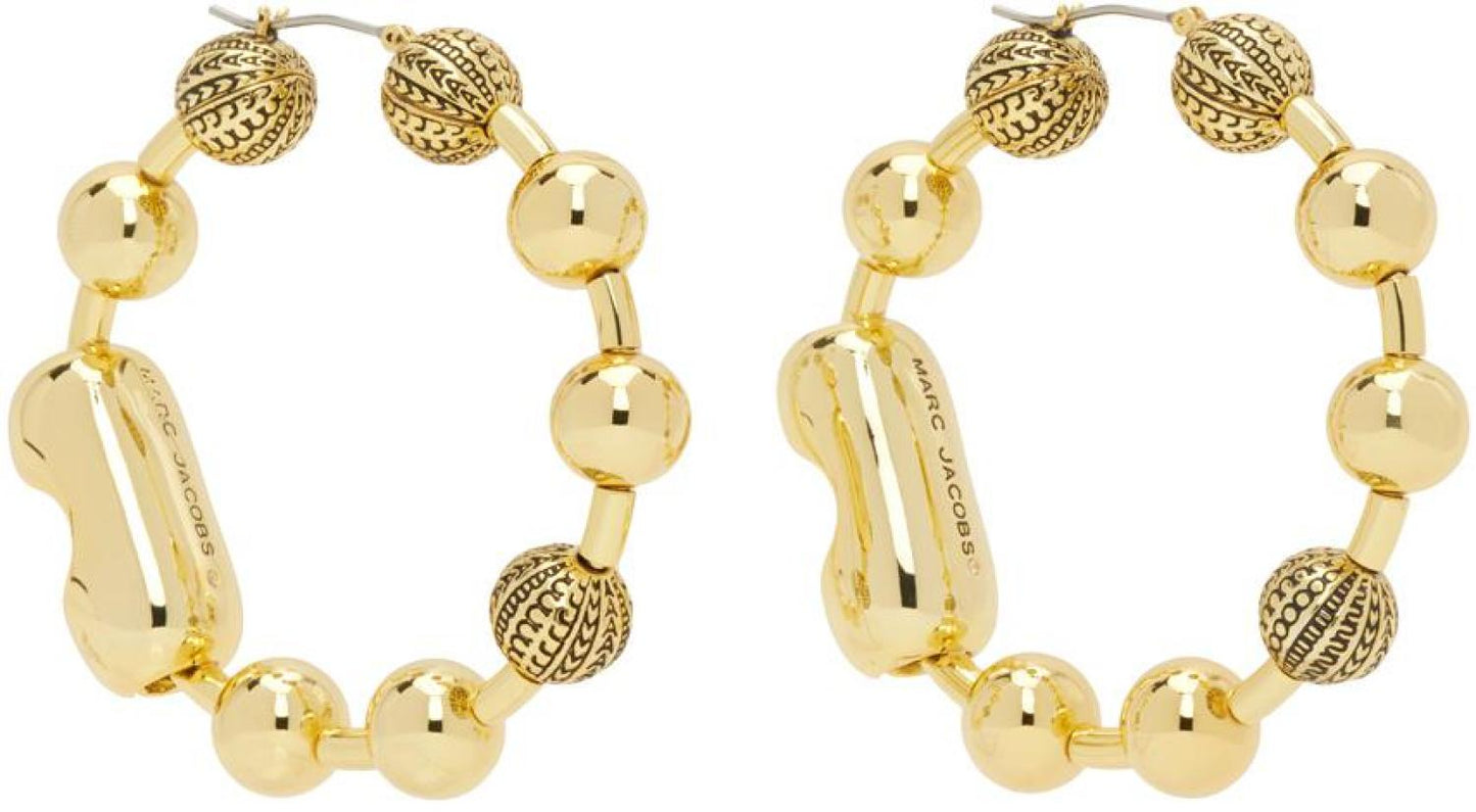 Gold 'The Monogram Ball Chain Hoop' Earrings