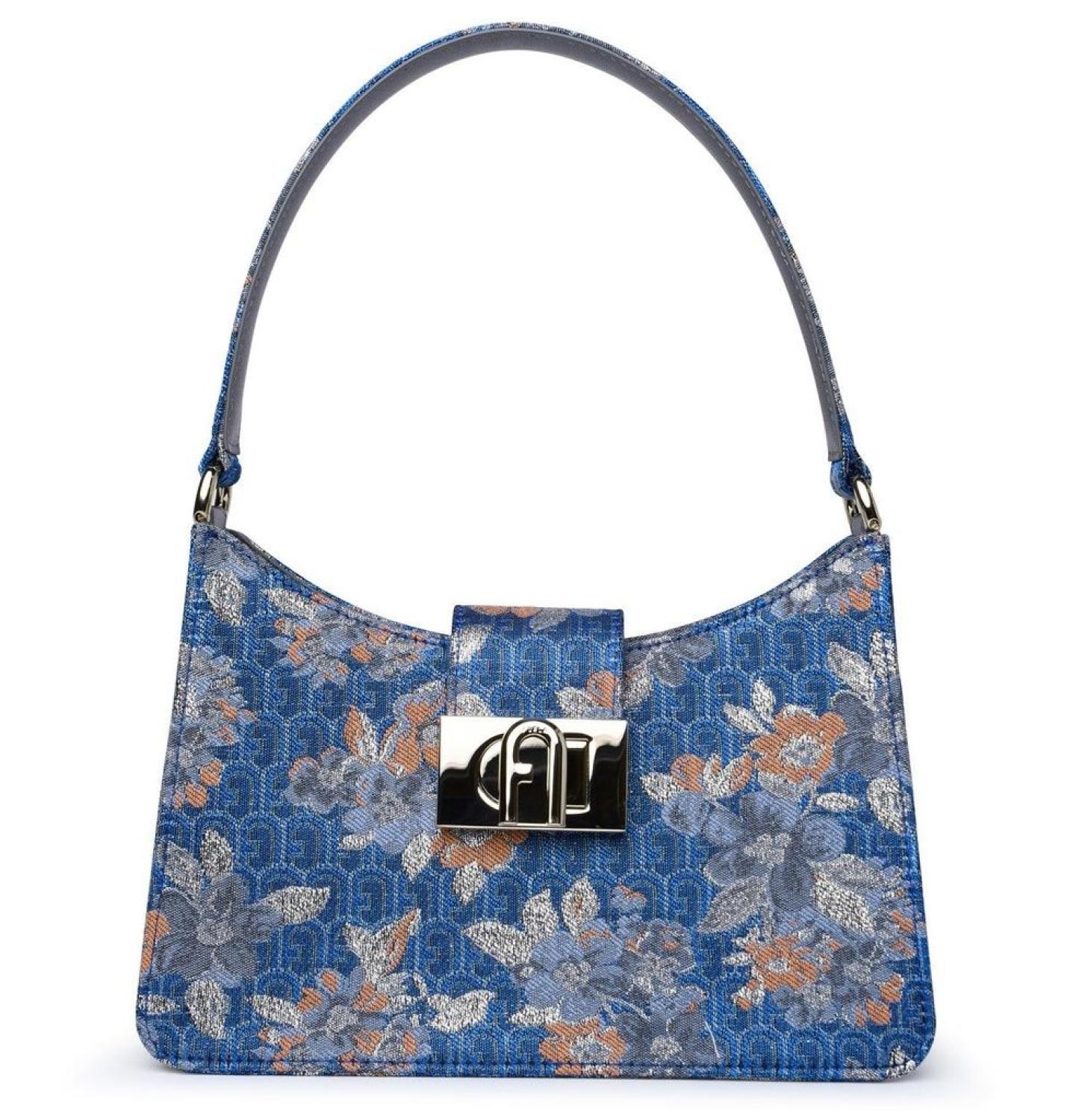 Furla Floral Patterned Logo Engraved Tote Bag