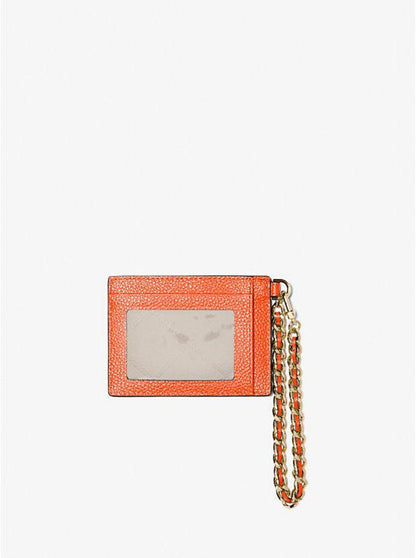Small Pebbled Leather Chain Card Case