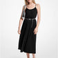 Pleated Satin Belted Slip Dress