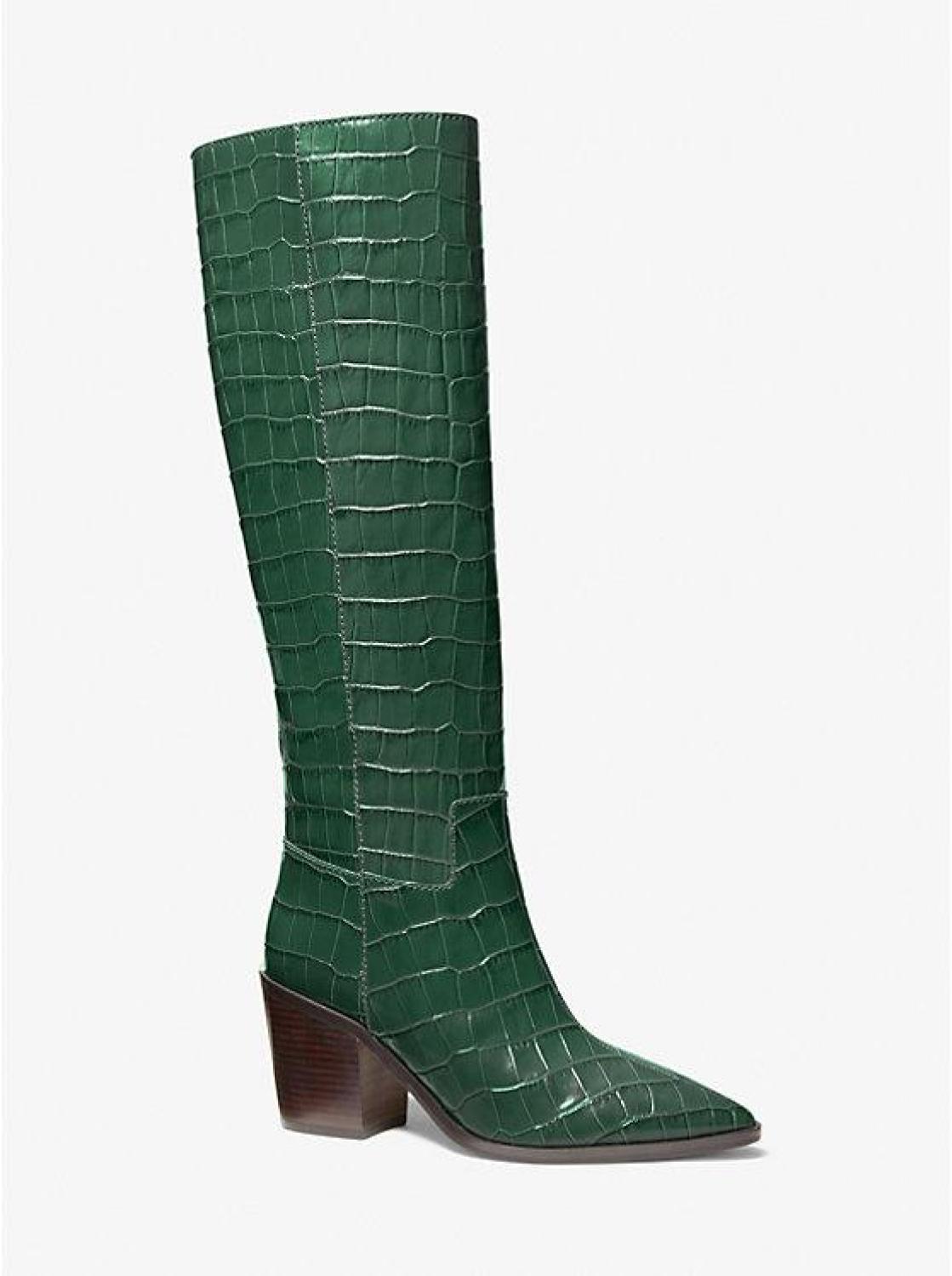 Loni Crocodile Embossed Leather Boot