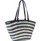 Shore Thing Dragonfly Embellished Striped Straw Large Tote