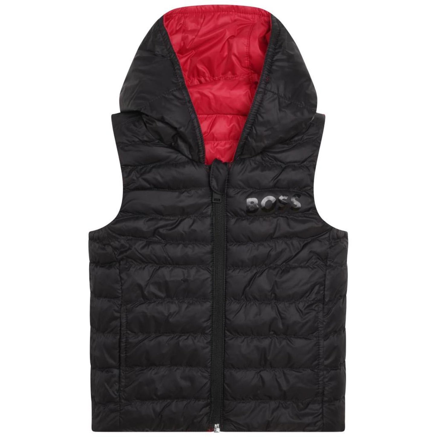 Red & Navy Sleeveless Puffer Jacket