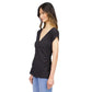 Women's Solid Ruched V-Neck Top
