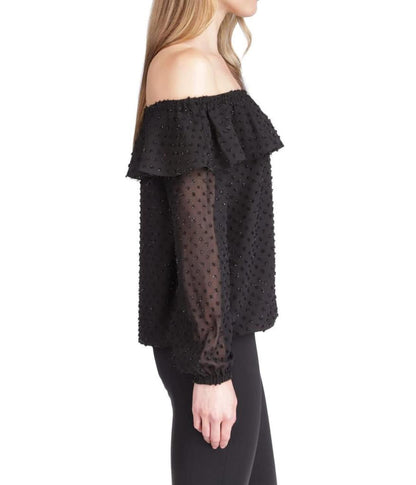 Clip Chiffon Off Shoulder Top