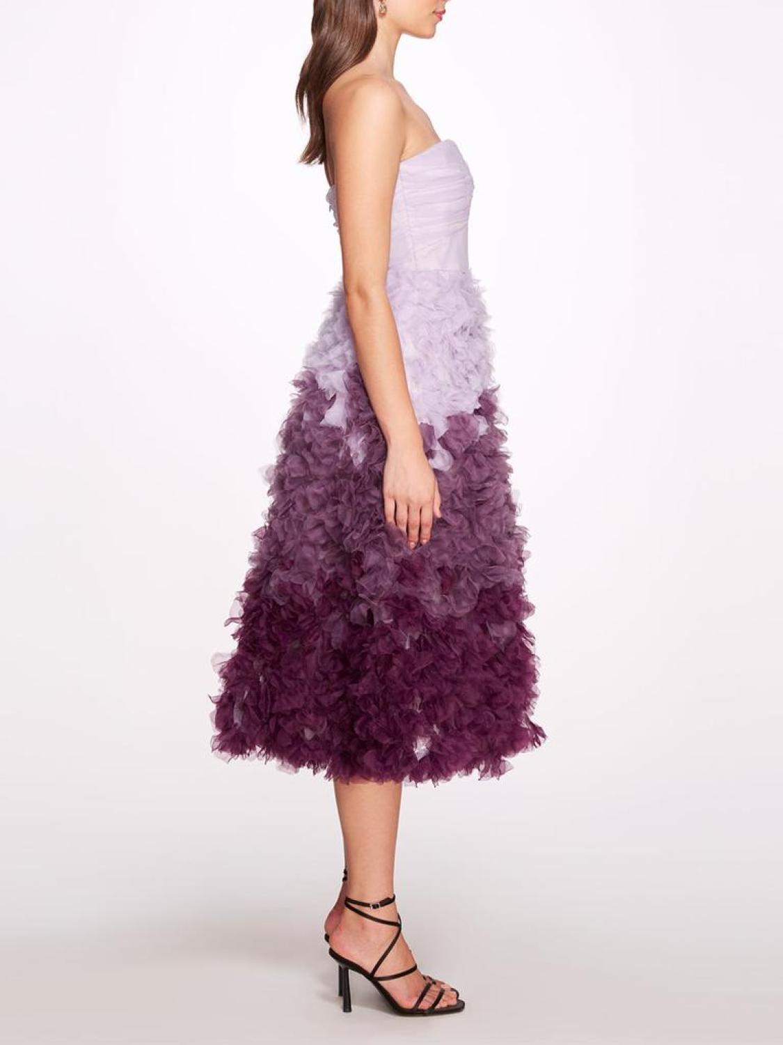 OmbrÃ Textured Tulle Tea-Length Gown