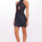 Faux Leather Twofer Dress