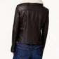 Shearling Collar Leather Jacket in Black