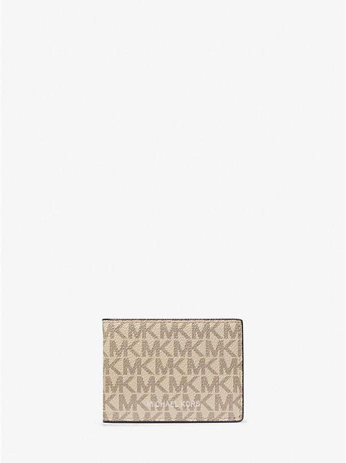 Logo and Faux Leather Stripe Wallet With Passcase Gift Set