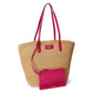 Brie Leather-Trim Straw Medium Tote Bag
