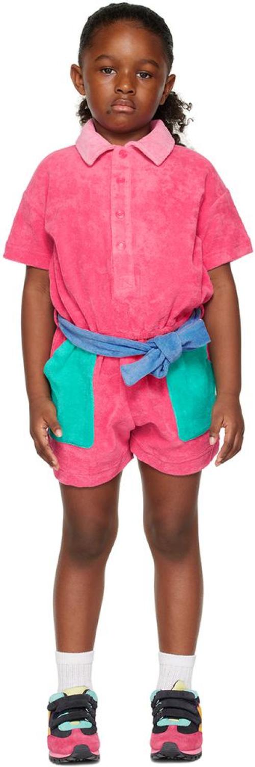 Kids Pink Belted Romper