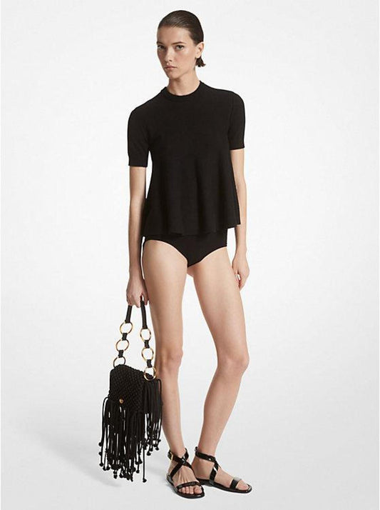 Cashmere Short-Sleeve Baby Doll Top