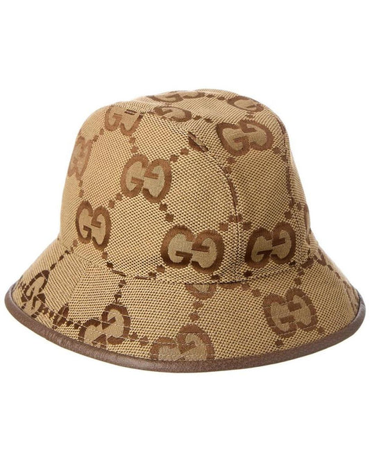 Gucci Jumbo GG Canvas Leather-Trim Bucket Hat
