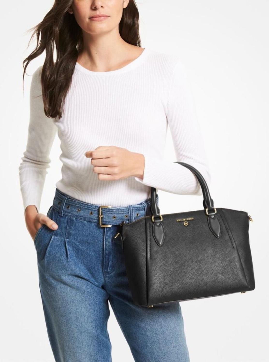 Michael Kors Sienna Satchel Peled Leather Bag