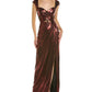 Marchesa Notte Metallic Column Gown