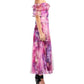 Pleated Chiffon Off-Shoulder Gown In Mauve