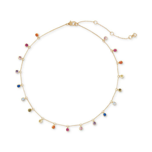 Gold-Tone Multicolor Shaky Crystal Statement Necklace, 16" + 3" extender