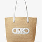 Eliza Extra-Large Empire Logo Straw Tote Bag