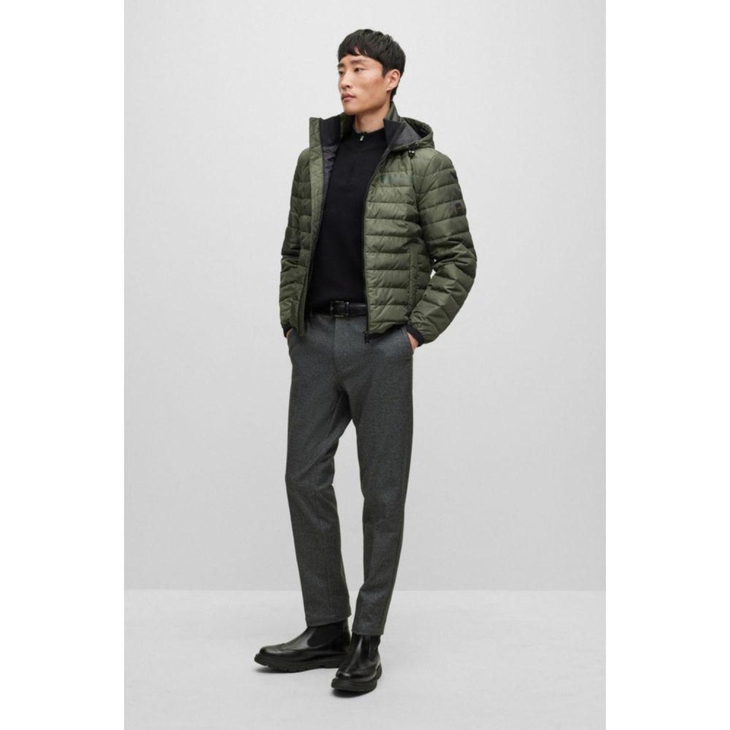 Water-repellent padded jacket with tonal logo
