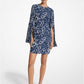 Floral Organic Silk Crepe De Chine Slit-Sleeve Dress