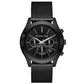 Men's Slim Runway Chronograph Black Stainless Steel Mesh Bracelet Watch 45mm
