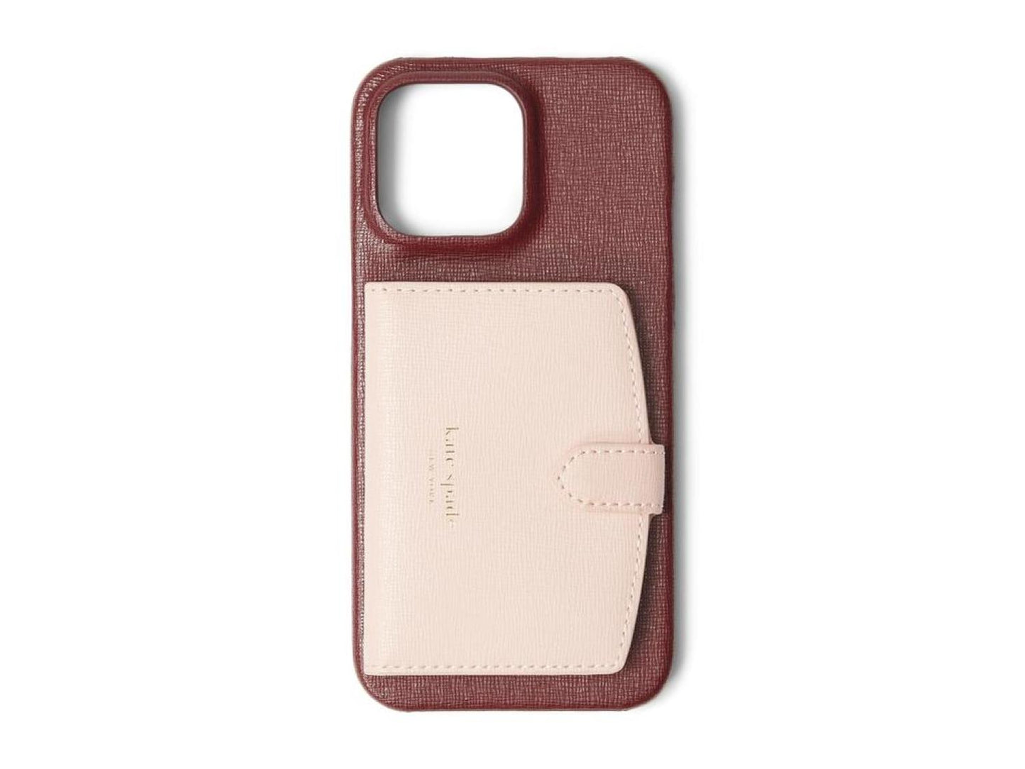 Morgan Color-Blocked Saffiano Wrapped Leather Phone Case Cardholder 14 Pro Max