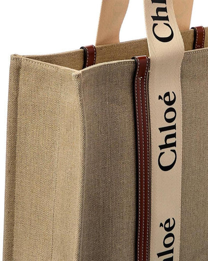 Chloé Woody Large Canvas & Leather Tote