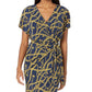 Petite Print Tie Faux Wrap Dress