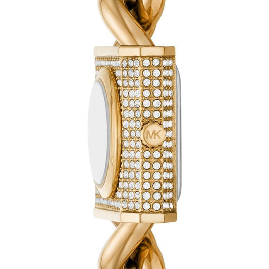 Women's Mk Chain Lock Quartz Three-Hand Gold-Tone Stainless Steel Watch 25mm