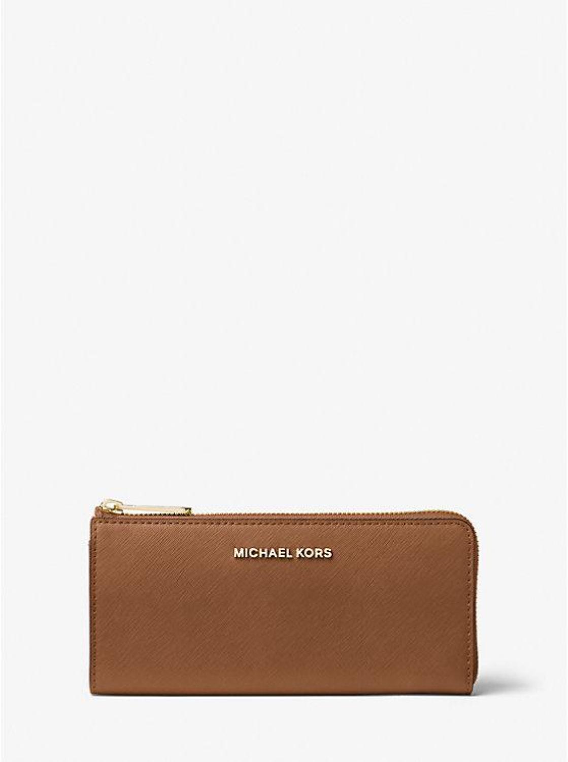 Jet Set Travel Large Saffiano Leather Quarter-Zip Wallet