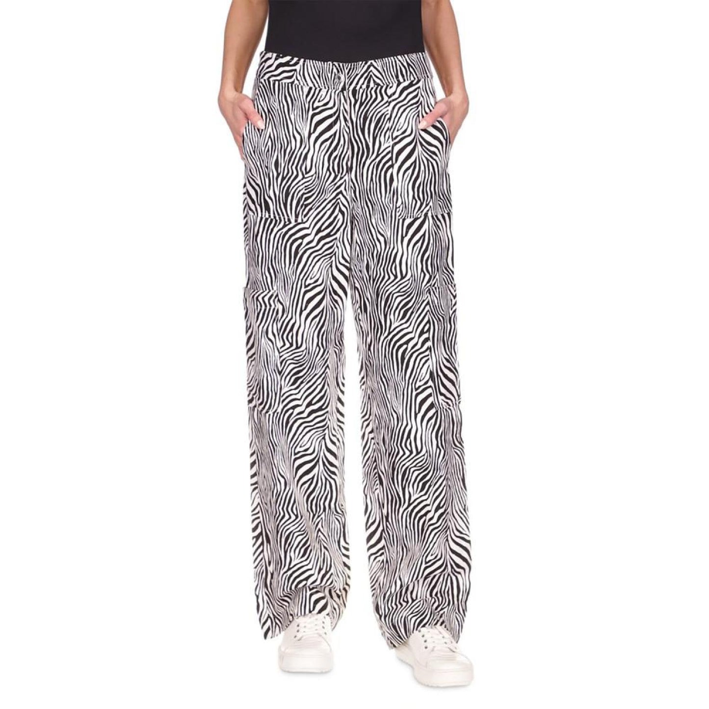 Women's Zebra Linen Cargo Pants
