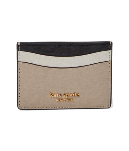 Morgan Color-Blocked Saffiano Leather Card Holder