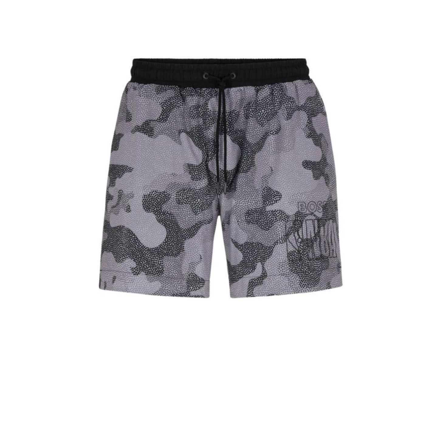 BOSS & NBA quick-drying swim shorts in camouflage-print recycled fabric