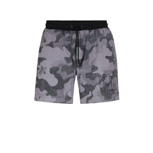 BOSS & NBA quick-drying swim shorts in camouflage-print recycled fabric