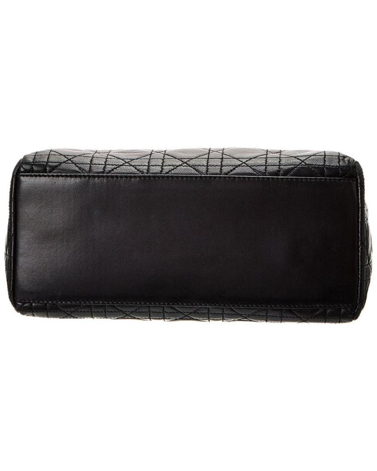 Dior Black Lambskin Leather Large Lady Bag (Authentic Pre-Owned) (Authentic