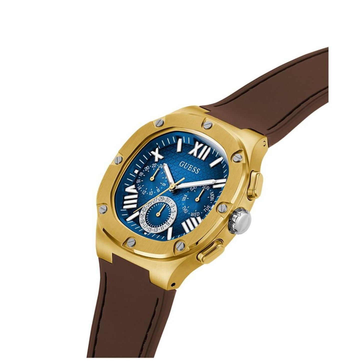 Men's Multi-Function Brown Silicone Watch 42mm