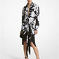 Brushstroke Floral Silk Crepe De Chine Fringed Sarong Skirt