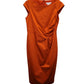 Max Mara Orange Cap Sleeve Belted Dress in Orange Cotton