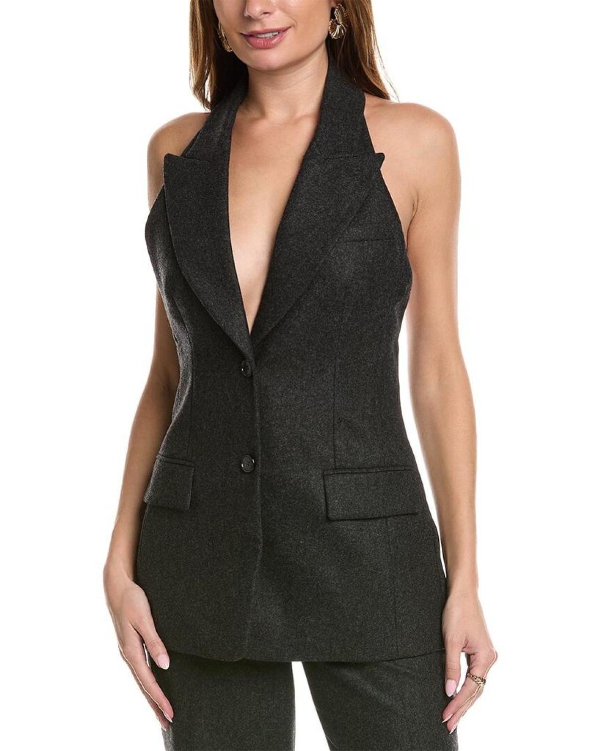 Michael Kors Collection Halter Two Button Wool-Blend Vest