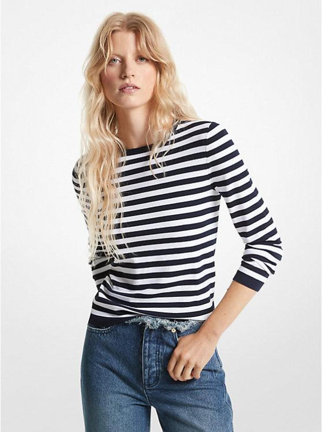 Striped Stretch Knit Sweater